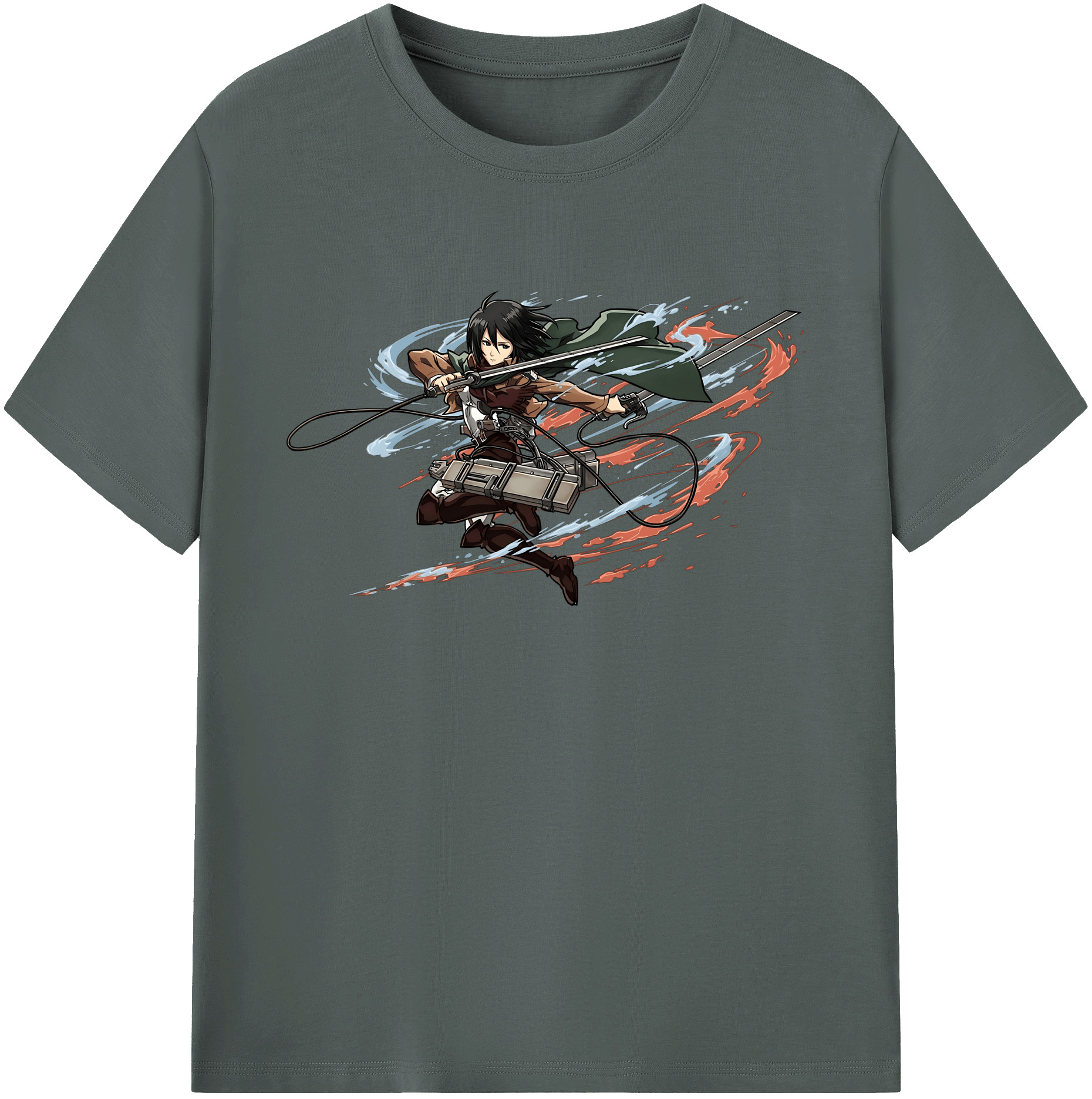 （画像用） 進撃の巨人 ミカサ·アッカーマン Attack on Titan Mikasa Ackerman 綿100％ メンズ半袖Tシャツ｜肌触りやわらか＆通気性